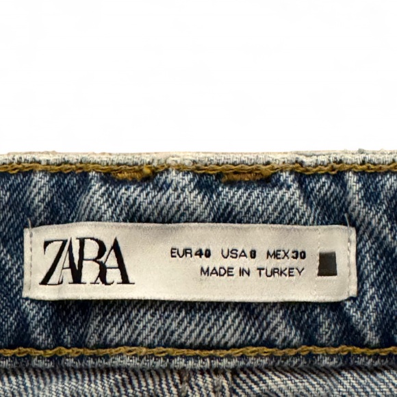Zara Blue Distressed Straight Leg Jeans - Picture 6 of 6